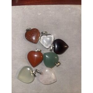 Gemstone Heart Shape Pendents (7)
